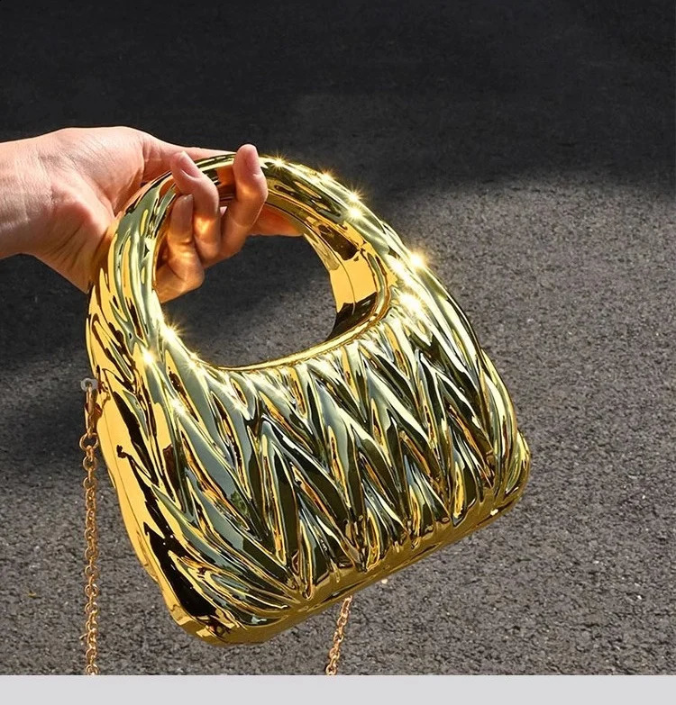 Golden Evening Bag Purses and Handbags er Shoulder Bags Funny Shape Party Wedding Acrylic Shiny Clutch Purse 250411