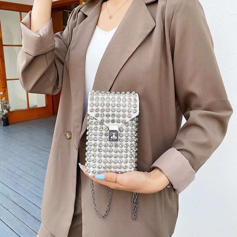 Full Rhie Women Phone Bags Detachable PU Leather Waist Belt Shoe Chain Crossbody Shoulder Bag Pack