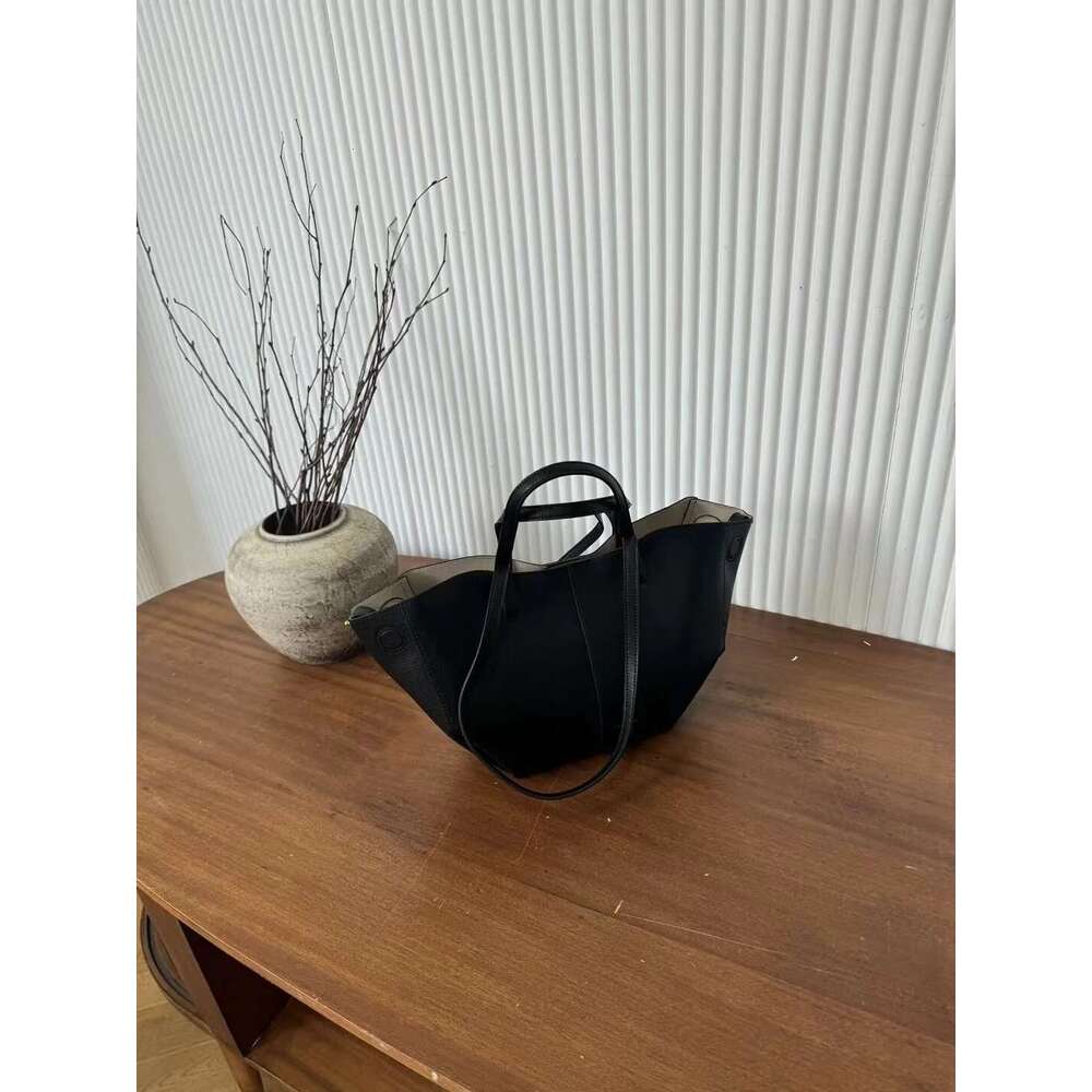 FIRMRANCH French Elegant Foldable Women's Handbag Shoulder Bag Shopping Tote High-Quality Cowhide Wing Design Pouch Chic