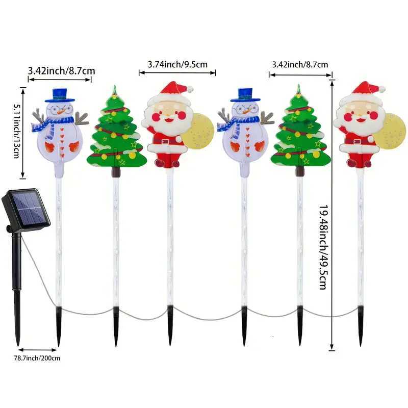 6pcs/lot Solar-Powered Christmas Lawn Lights Santa Tree Reindeer Designs for Outdoor Decor Waterproof Garden Lights Holiday M251113