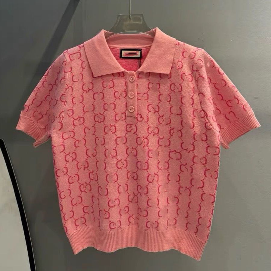 new Women Knits women's Polos sweater Short sleeve round neck high end top letter Embroidery Women's short sleeved shirt Leisure Party Knit