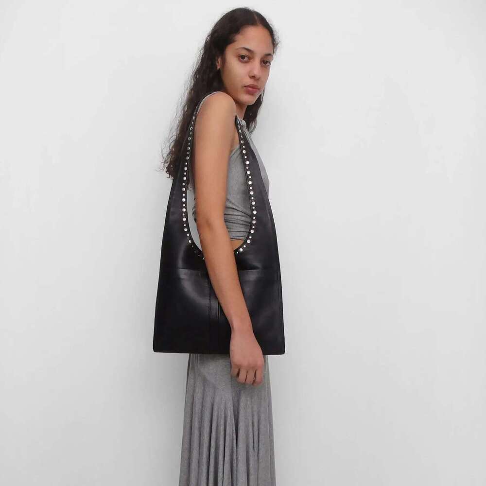 Large Capacity Women's Shoulder Bag, Punk Style High Quality Satchel Handbag, Fashion Studded Travel Crossbody Bag