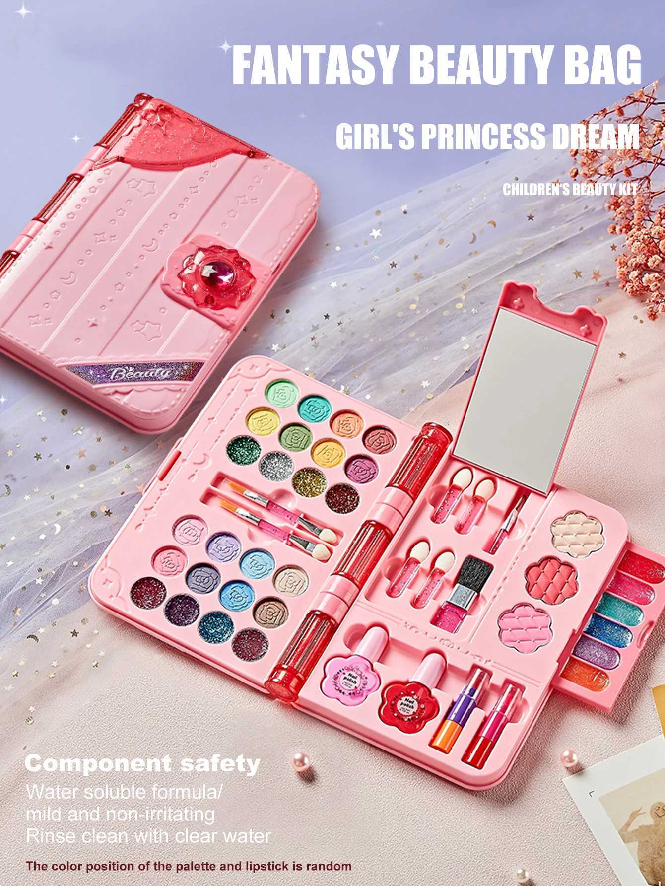 Kids Makeup Kit for Girl Washable Play Make Up Toys Set with Mirror Beauty Dress Up Set Toys for Age 3 4 5 6 7 8 9 10 11 12 Ye C251112