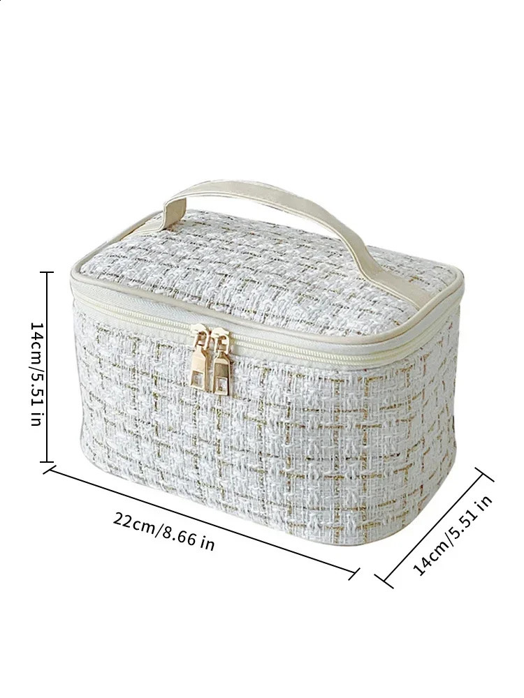 Korean style plaid small fragrant sailor holding large capacity color cosmetic storage bag 250410