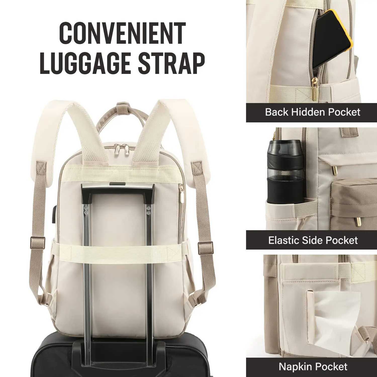Laptop Backpack For Women 15.6 Inch With USB Port Waterproof Travel Bags Vintage Daypacks Bookbag For College School WorkZ250412