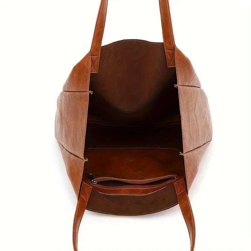 New Minimalist Soft PU Leather Large Capacity Shoulder Bag Tote Handheld Women Ladies Casual Office Travel Big Purse