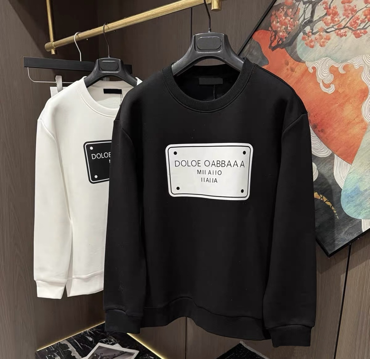 Brand sportswear clothing, pure cotton pullover, men's fashionable long-sleeved round-neck pullover sportswear, women's fashionable casual pullover