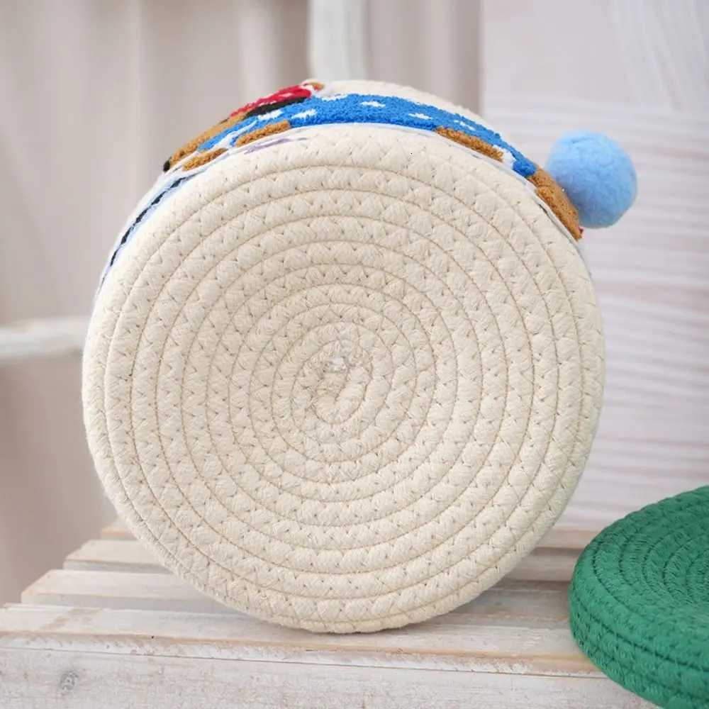 Cartoon Cotton Rope Storage Basket Dachshund Pattern Round Hand Gift Box with Cover Decorative Hand Woven Basket He Decoration Y251112
