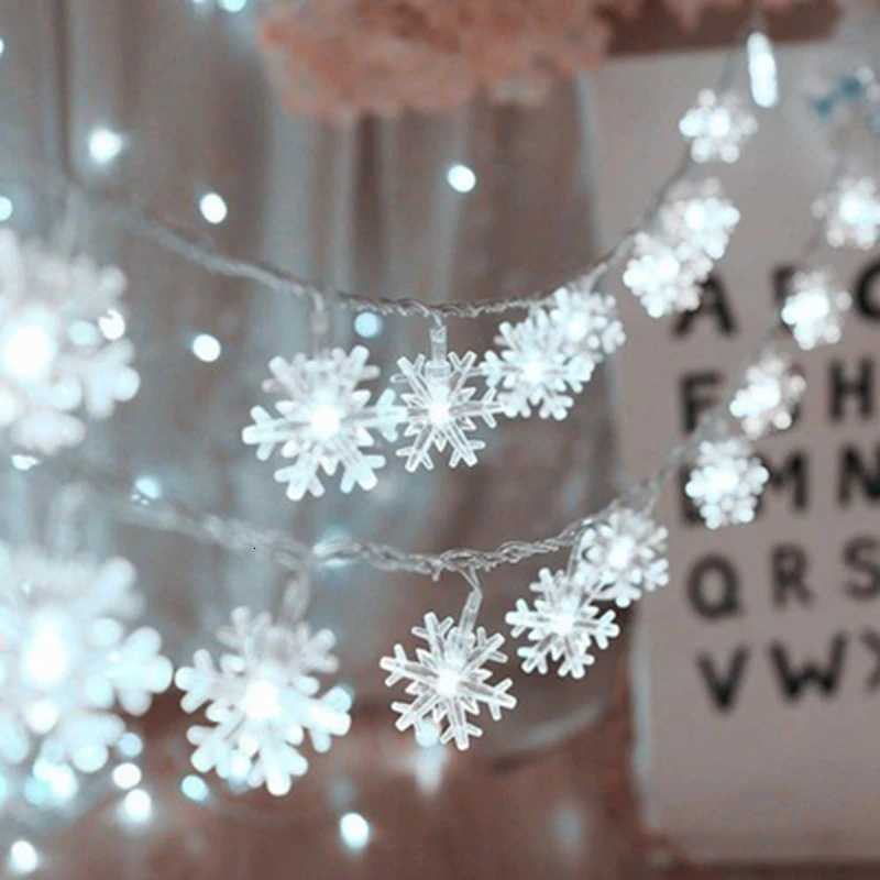 Christmas Fairy Light Snowflake LED String Light Garland Decoration for Home Xmas Santa Claus Gifts New Year Ornament M251113