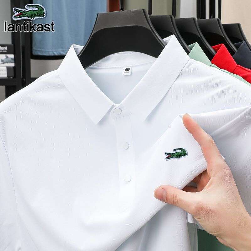 Noble Crocodile Summer Men's Polo Shirt Youth designer hoodie Short Sleeve Turn-down Collar Solid Color Business Casual T-shirt Ice Silk Top