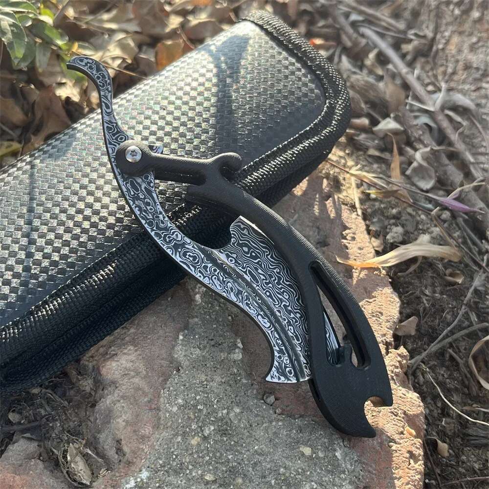 Damascus Steel Razor Folding Pocket Knife G10 Handle High Quality Outdoor Camping Knives Hunting Hiking Survival EDC Tools
