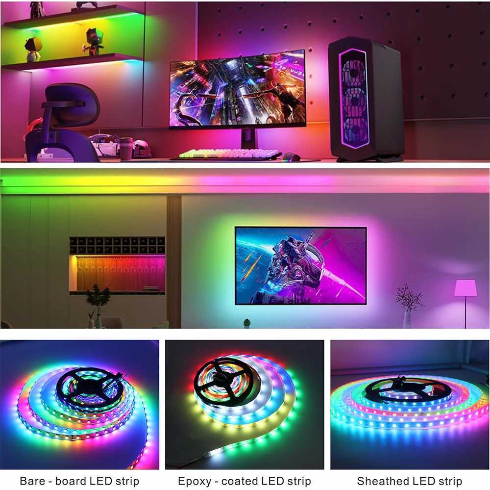 WS2812B Led Strip 5v 30/60/74/96/144 Leds Smart RGB Pixel Strip Black/White PCB IP30/65/67 WS2811 IC Led Light 1m/2m/3m/4m/5m W251112