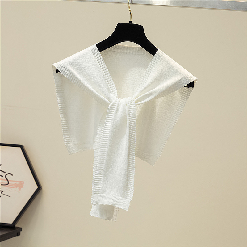 K379 Shawl outerwear decoration summer sun protection ice silk solid color thin knitted air conditioning shawl knotted scarf small waistcoat