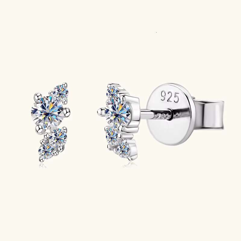 Trendy 925 Sterling Silver Gold Plated Moissanite Earrings Wholesale Flower-Shaped Studs for Weddings Parties and Gifts