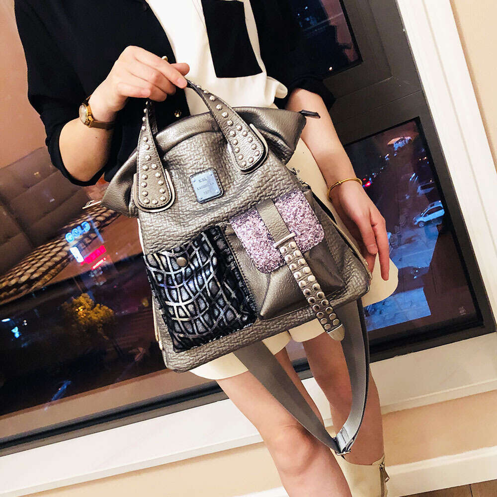 Backpack Large Capacity Casual Trendy Korean Edition Autumn/Winter Commuter Women's Premium Spliced Tote Bag