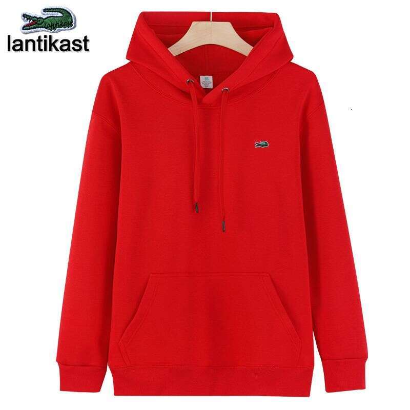 Noble Crocodile American Style Solid Color Sweatshirt Men's Autumn Winter Fleece Thick Designer Handbag Youth Jacket Heavy Loose Hoodie Women