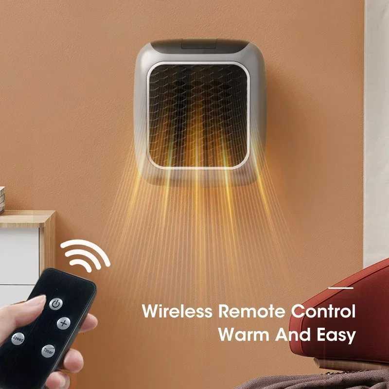 800W Portable Electric Heater EU Small Bathroom Fast Heating Fans Bedroom Heater Home Use Warming Device with Remote Control Y251113
