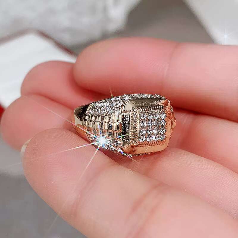 New Trendy Hip Hop Style Full of Diamond Ring Accessory tide Brand Hip Street Dance Ring for Fashion Men and Women