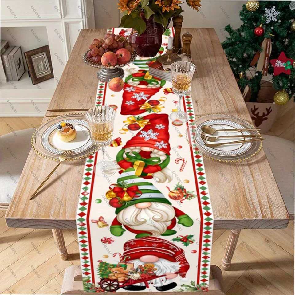 Christmas Gnome Style Christmas Table Runner Bohemian Holiday Decorative Tablecloth Flag Family Party Rectangular Kitchen Santa Claus Gift Y251113