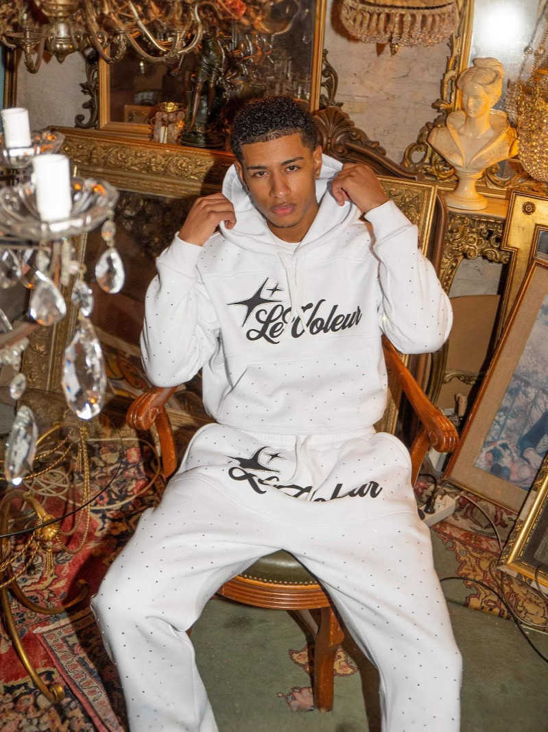 High strt retro perforated embroidery American style Casual couple set strt Harajuku punk loose hooded sweatshirt X251021