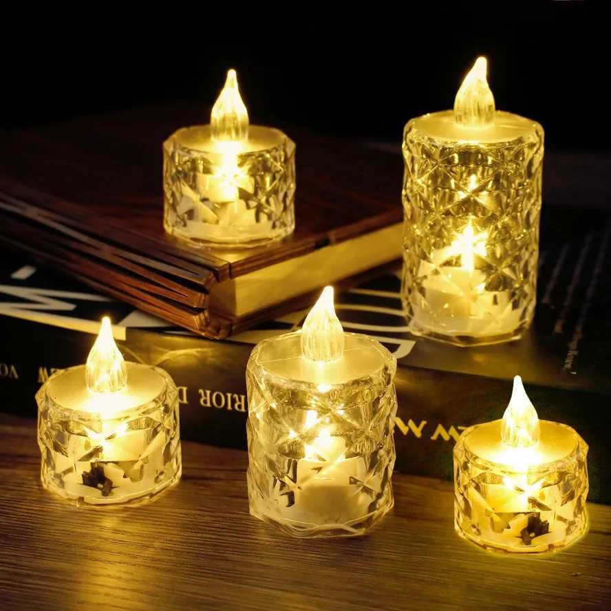 LED Crystal Candle Light 24/12PCS Flameless LED Light Candle Electronic Night Lamp Dating Party Holiday Home Wedding Decoration M251113
