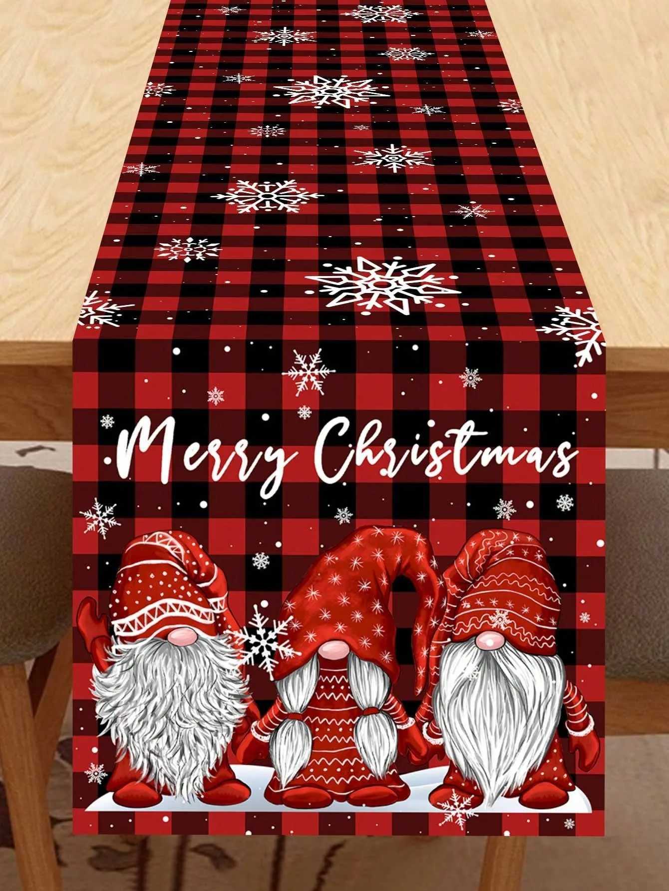 Christmas Christmas Retro Dwarf Snowflake Table Decoration Table Flag Holiday Restaurant Decoration Warm Farmhouse Table Decoration Christ Y251113