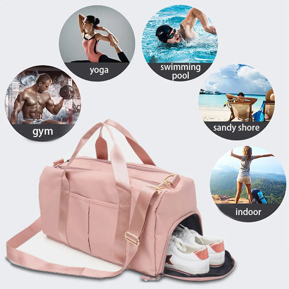Mens gym bag with shoe compartment and wet bag womens airplane travel duffel bag sports fitness tote bag for swimming yoga250403