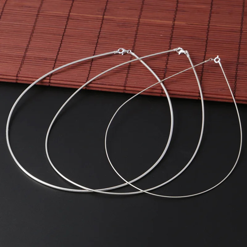 1-2 mm Thick Real Silver Classic Simple Fashion Clavicle Necklace Woman S925 Silver Soft Collar Chain Chokers Chain Jewelry 250407