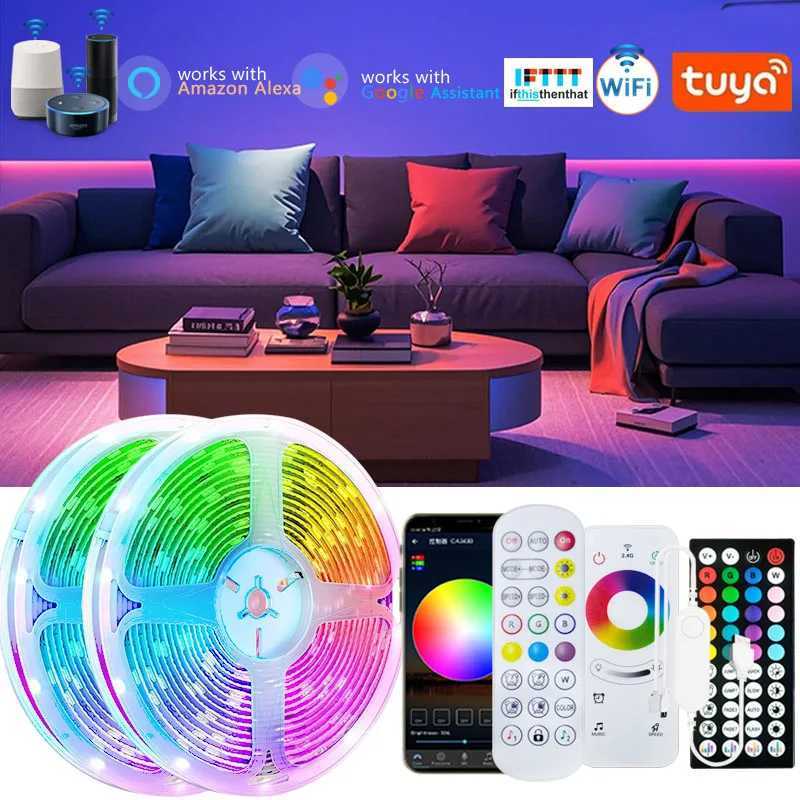 Tuya WiFi LED Strip Lights Smart Life USB 5050 RGB Lamp Tape TV PC Backlight Room Light Flexible Diode Work With Alexa Google W251112