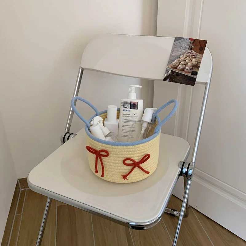 Nordic Cotton Rope Storage Baskets Woven Desktop Sundries Kids Toys Organizer Box Keys Snacks Box Sundries Organizer Y251112