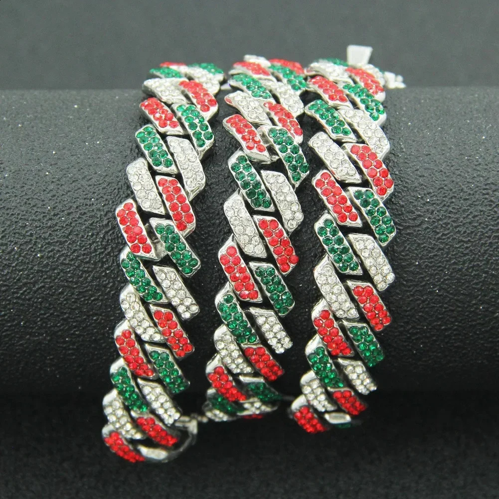 Colorful Purple Stone Ice Out of Miami Cuban Link Chain Necklace Teen Men and Women Hip Hop Trend Necklace Party Kpop 250409