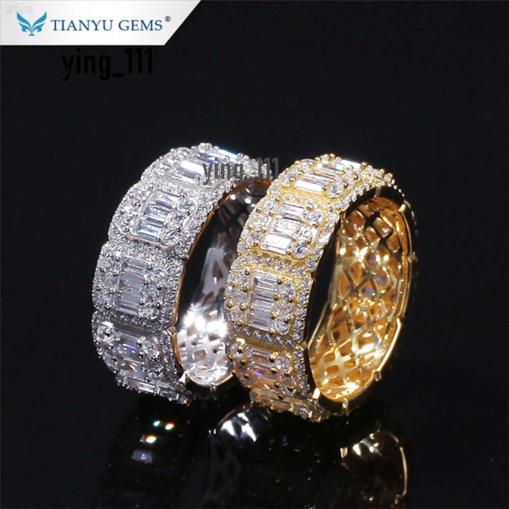 Tianyu Customized Hiphop Jewelry 6mm 8mm 10k Solid Gold Moissanite Diamond Mens Cuban Link Ring
