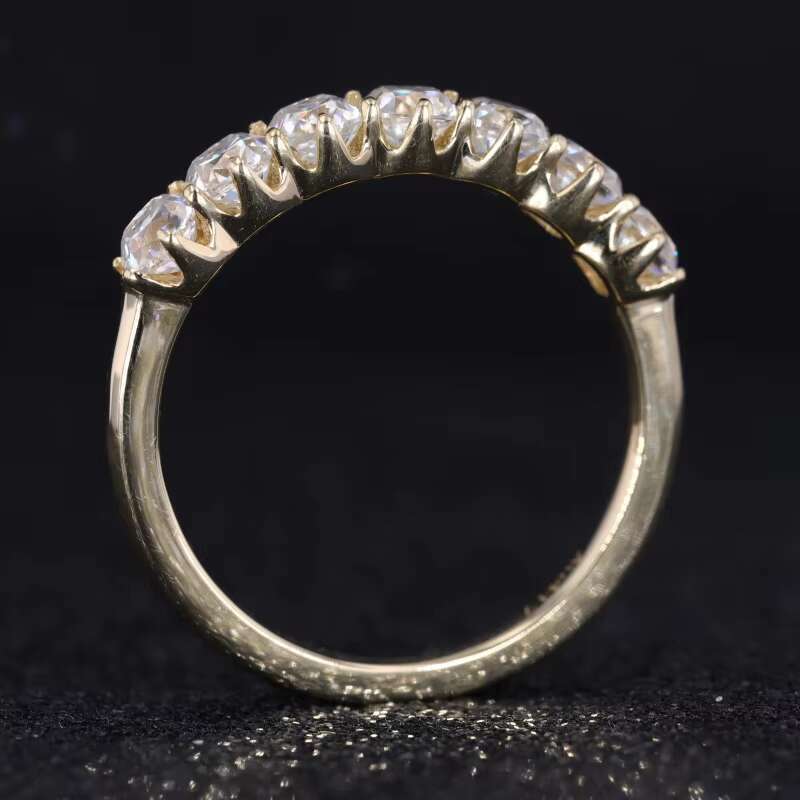 10k Yellow Solid Gold Antique Cushion Old Mine Cut 3.5x3.5mm Half Setting Moissanite Ring