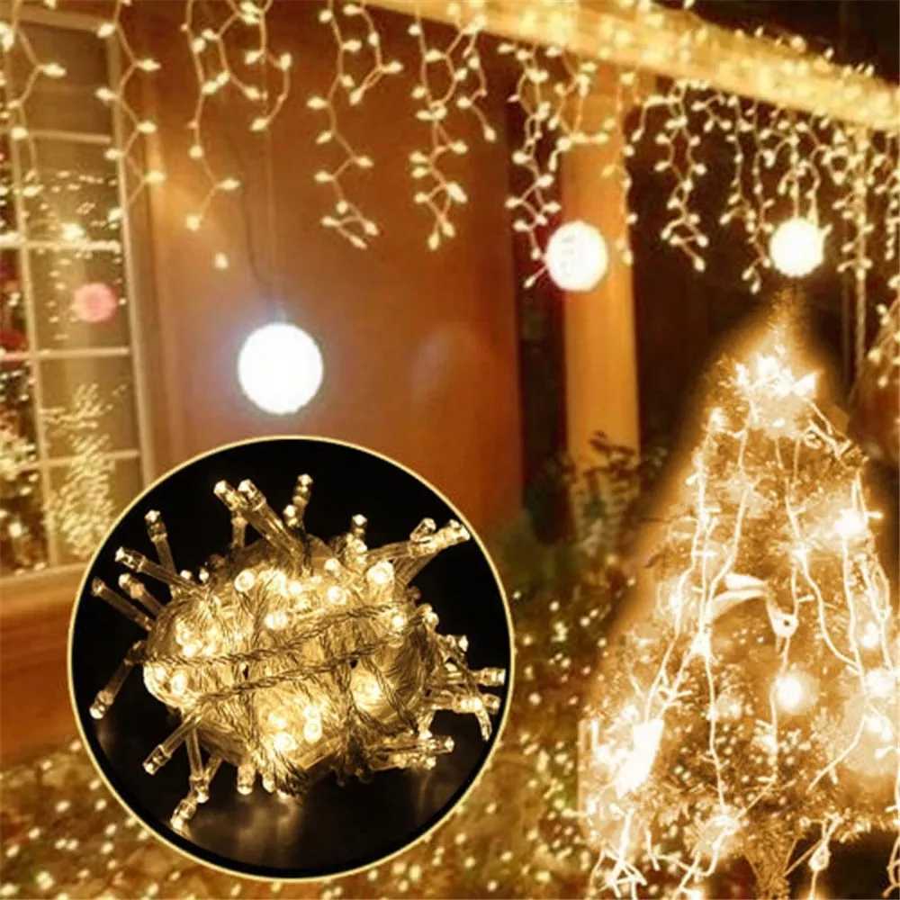Christmas Lights Waterfall Outdoor Decoration 5M Droop 04-06m Led Lights Curtain String Lights Party Ggarden Eaves Decoration M251113