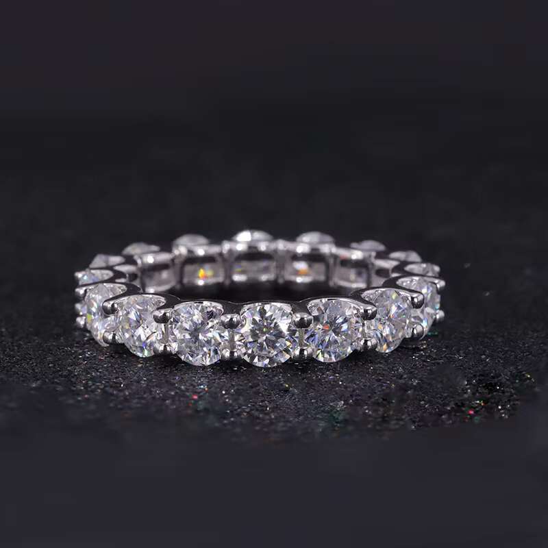 Starsgem Moissanite Eternity Band U Prongs Round Shape 10k Real Gold Ring Wedding Gift Appointment Custom Gold Ring