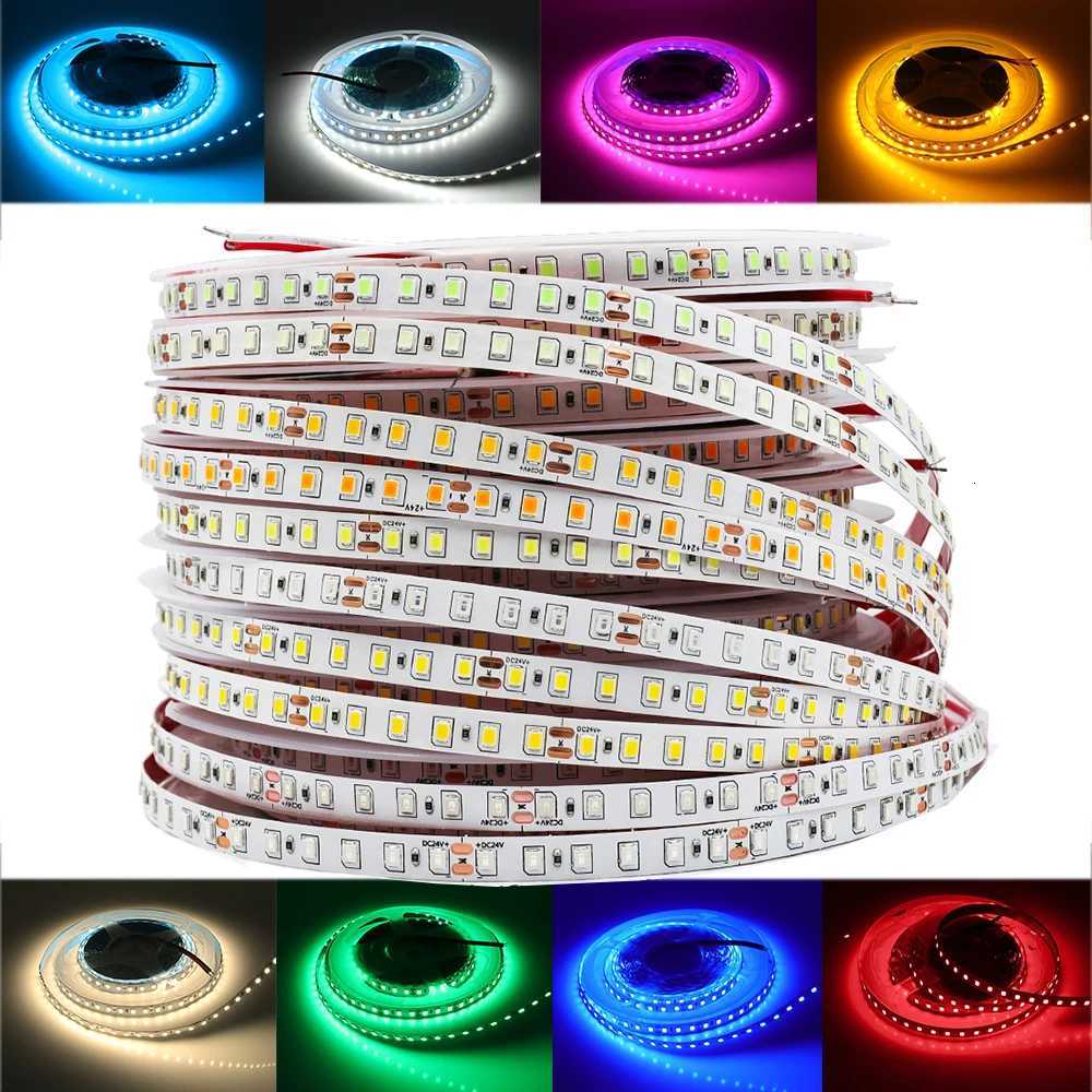 DC 12V LED Strip SMD 2835 120LEDs/M Red Blue Pink Yellow Ice Blue White Home Decor Flexible Ribbon Tape Rope Lights 5M/Roll W251112