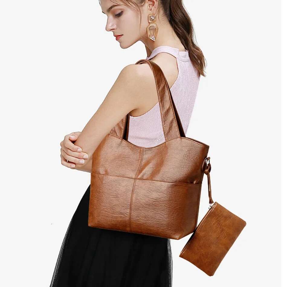 Solid Shoulder Bags For Women 2025 High-Quality Soft Leather Crossbody Handbags Lady High-Capacity Travel Shopper Bag Sac A Main