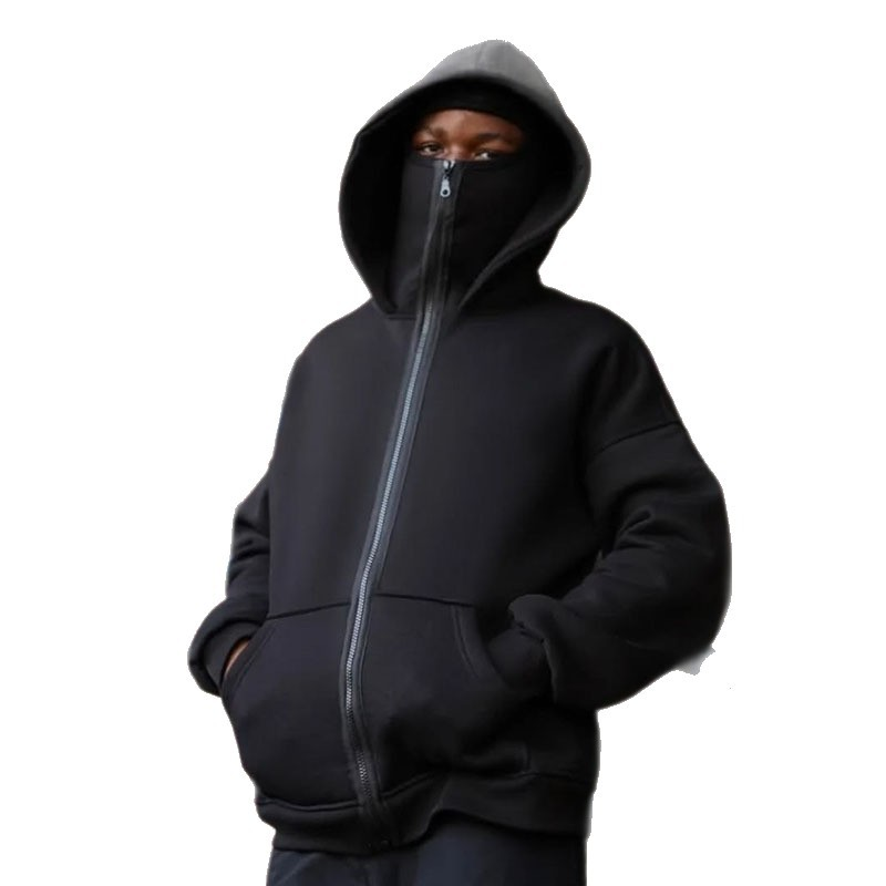 Men's Hoodies Designer coat Sweatshirts Balaclava Y2K Gothic Haruku winter new item double sweatshirt men's hooded mask zipper sportswear
