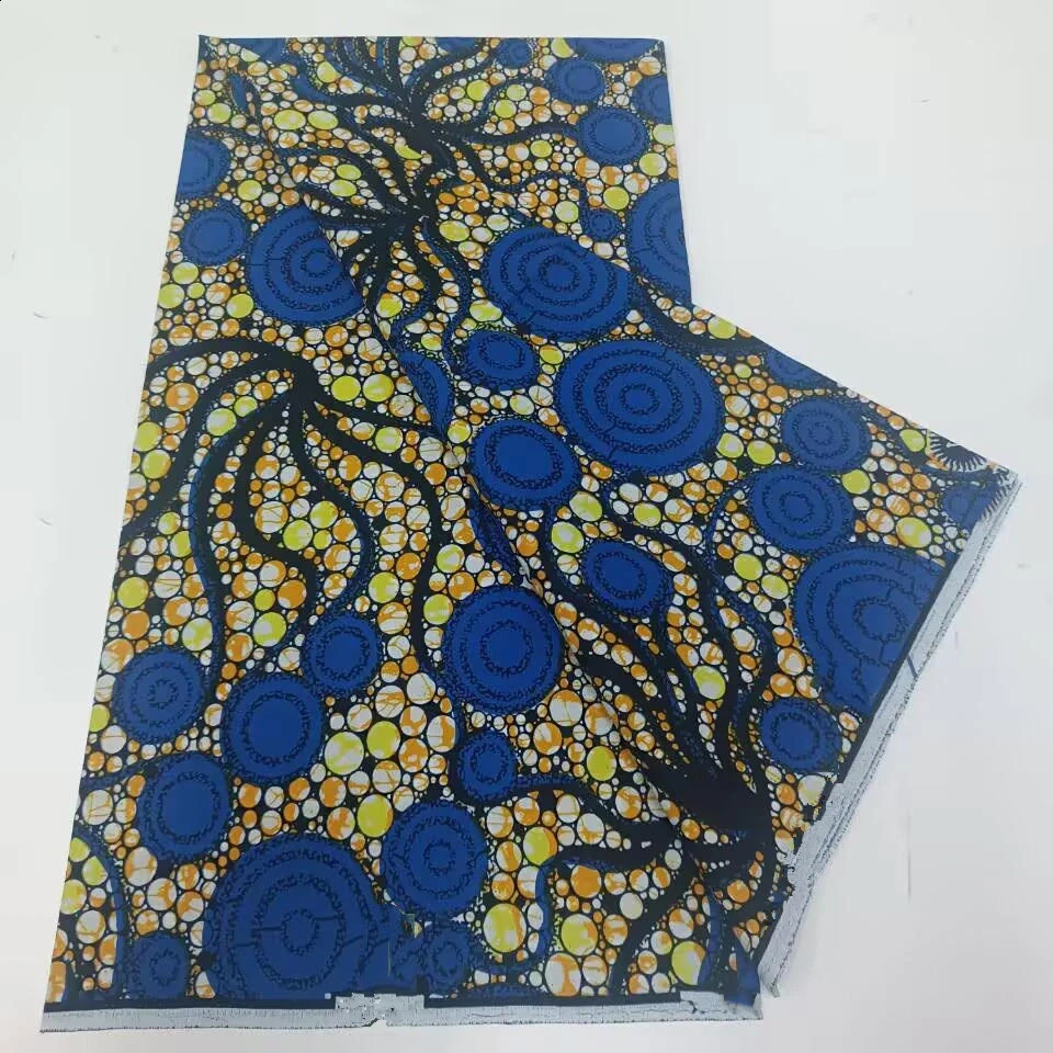 2024 Afican Real Wax Fabric Sewing Material 100% Cotton Ghana Ankara 6 Yards Super High Quality For Dress Sewing Material 250407
