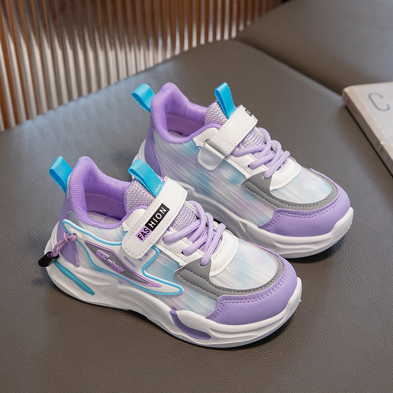 Kids Sneakers Girls School Casual Shoes Outdoor Running Shoes Light Soft Tennis Purple Non-slip Youth Children Shoes Sizes 26 - 37 K0311