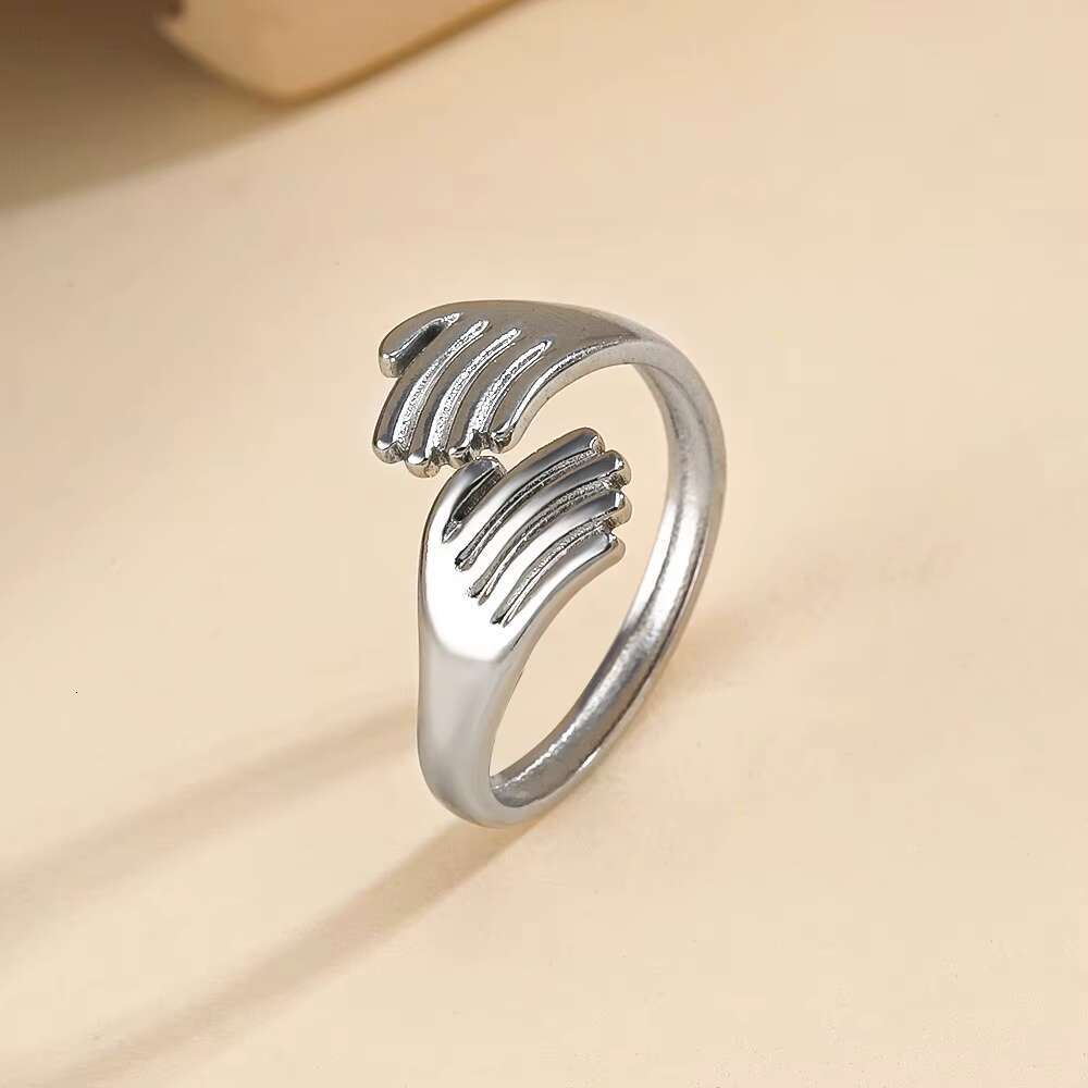 Trendy Hip Hop Stainless Steel Jewelry Personalized Jewelry Titanium Steel Hug Eternity Band Ring