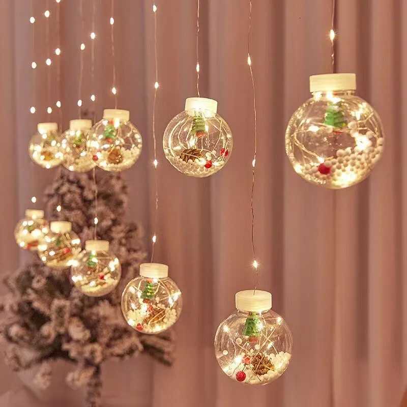 Christmas Ball LED Fairy Curtain Light String Wedding Holiday Garland Lamp for Home Room Party Decoration Navidad M251113