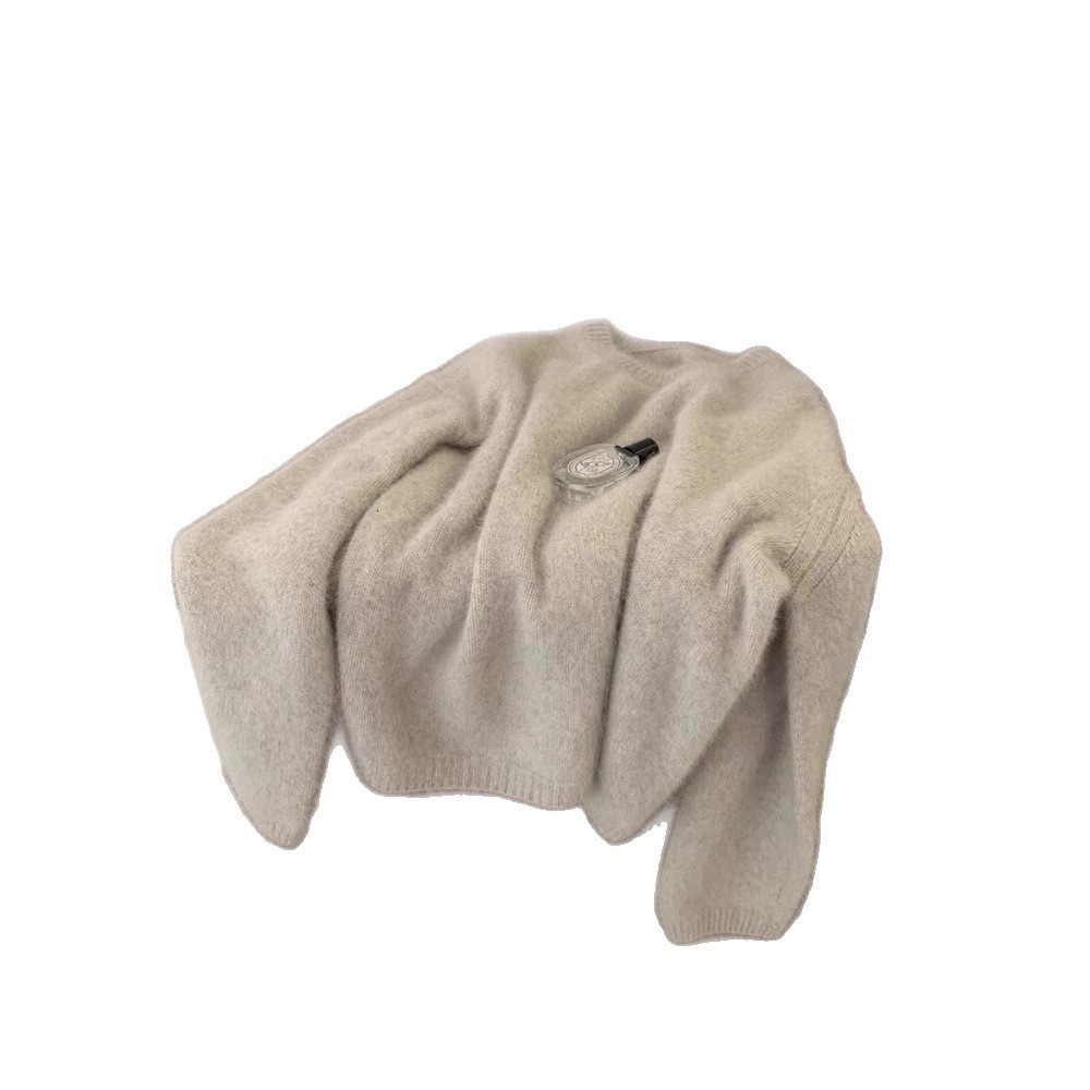 Casual White O-neck Cashmere Womens Sweater Elegant Solid Loose Knitted Jumper Womens Autumn Classic Daily Pulling 241205