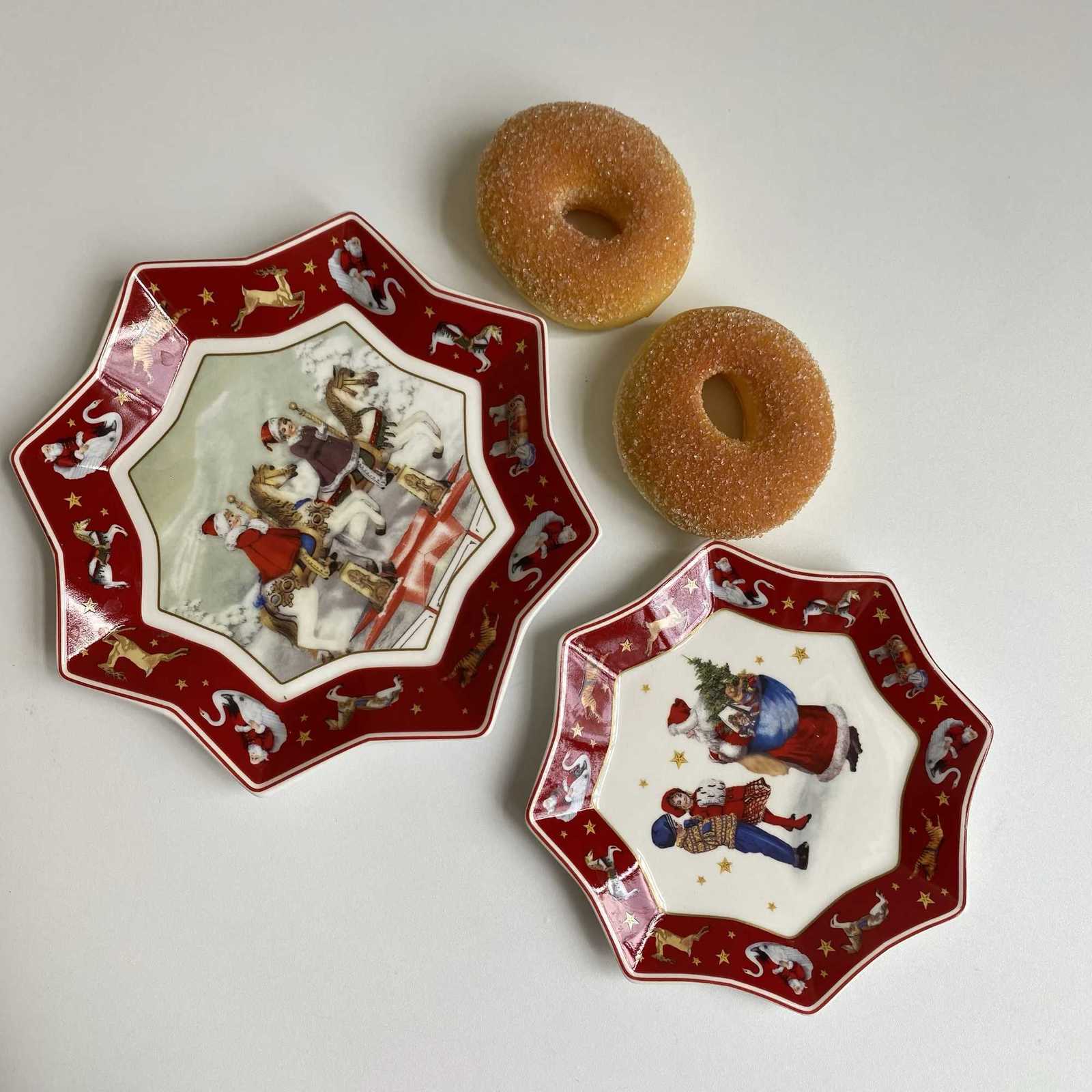 Christmas Creative ceramic Christmas snack Small cake Household octagonal dessert plate Decorative plate Household Y251113