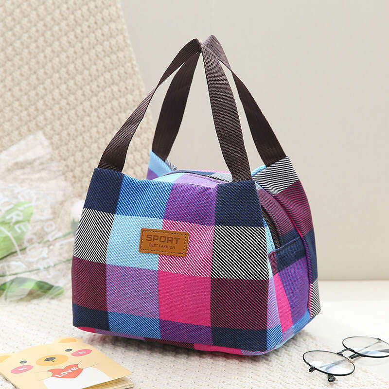 Canvas bento thickened waterproof handle mesh cloth hand-held small lunch box casual bag, women's bag