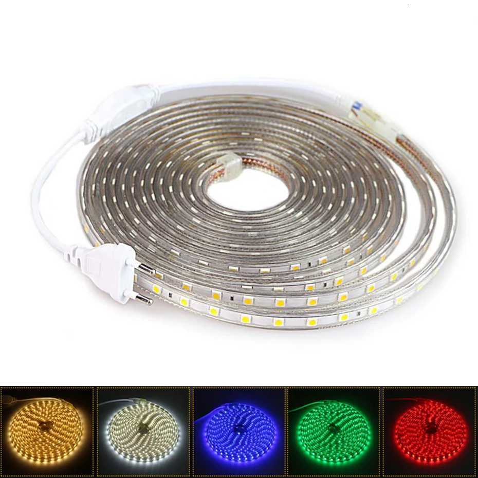 AC220V Neon Light Flexible Ribbon LED Strip IP67 Waterproof Warm White/White/Red/Green/Blue/RGB SMD5050 Led Tape Neon Strip W251112