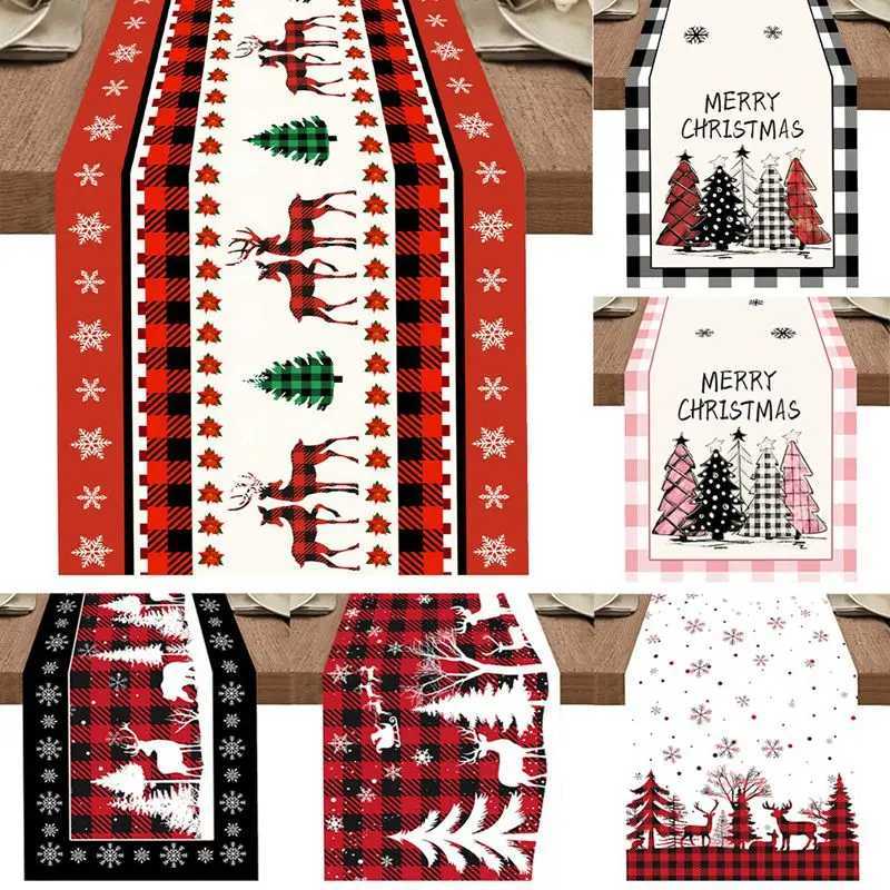 Christmas Christmas Table Runner Merry Christmas Decorations For Home 2024 Cristmas Table Flag Cover Navidad Noel Gift New year Tablecloth Y251113