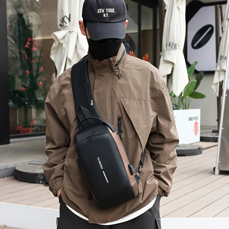 Password Lock AntiTheft Mens Bag Chest Casual Sports Small Backpack Shoulder Crossbody Motorcycle 251112