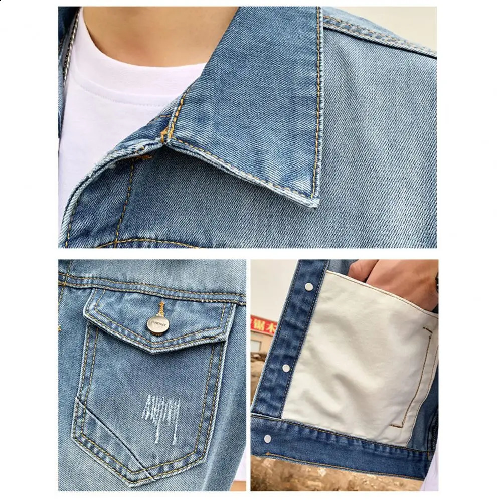 Men Denim Vests Spring Summer Ripped Long Hole Jeans WaistcoatFashion Sleeveless Casual Jacket Outerwear 250409