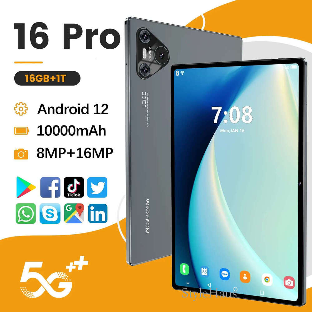New 16 Pro Tablet PC 10.1 Inch All-in-one Business Computer 5G Android System 8.1 Suitable for Office and Entertainment